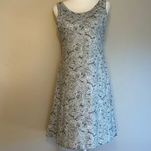 Eddie Bauer Summer Athletic Tank Dress in Olive Green & White Palm Print. Sz L